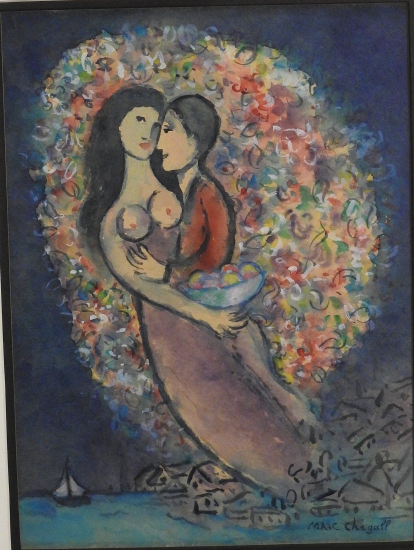 Marc Chagall-Mixed media/paper, measures 9.75"h X 12"w: Mixed media/paper, measures 9.75"h X 12.5"w- Shipping within U.S.: $99