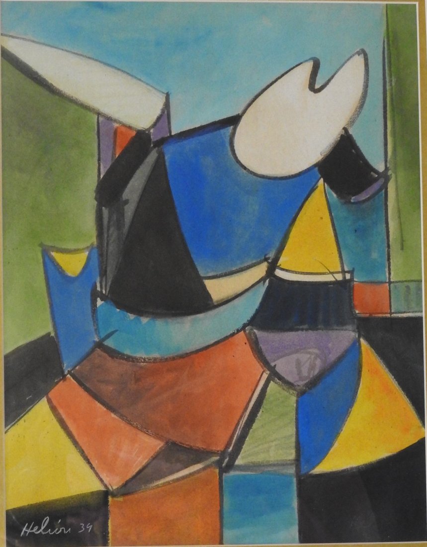 Jean Helion Mixed media/paper, measures 14"h x 11"w-: Mixed media/paper, measures 14"h x 11"w- Shipping within U.S.: $99
