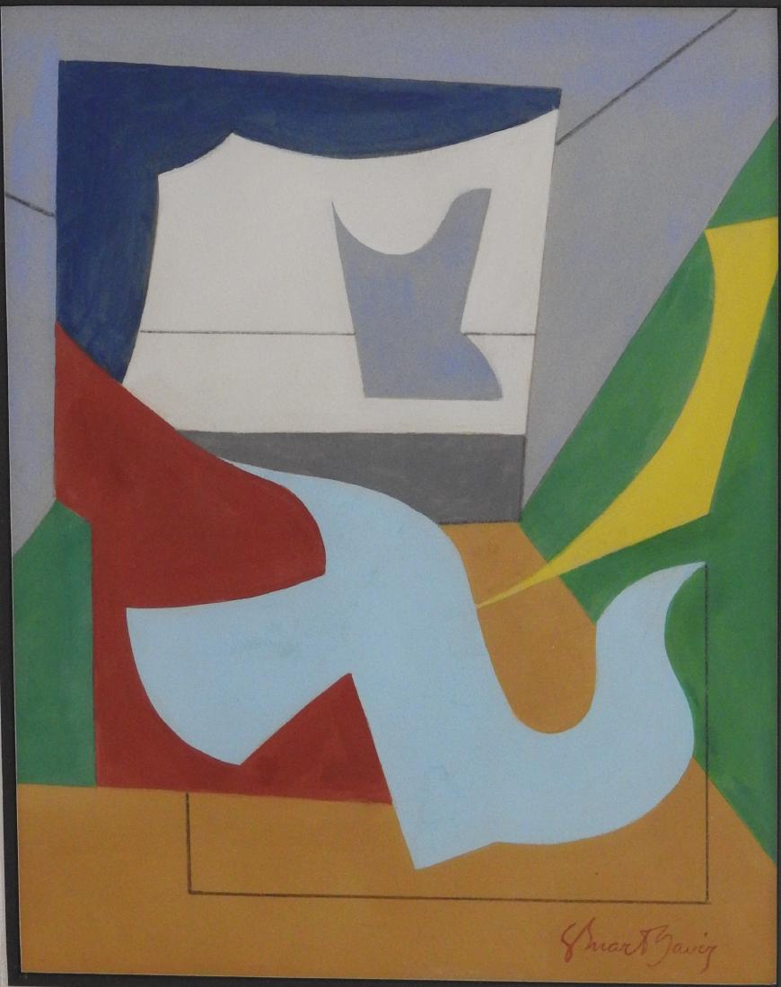 Stuart Davis: Gouche/paper, measures 13.75 x 19.75"w- Shipping within U.S.: $99