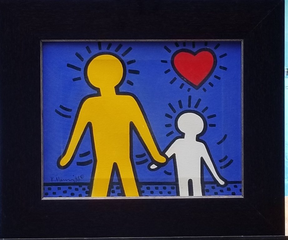 Keith Haring (1958-1990) Was the American artist whose: Keith Haring (1958-1990) Was the American artist whose pop art and graffiti-like work grew out of the New York City street culture of the 1980s.(Attrib - Coa)- Oil on Canvas -Size: 11"h x 14"w -Comes 