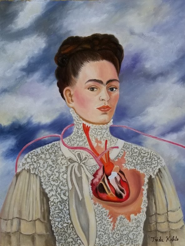 Frida Kahlo - Oil on Canvas- Size:16"h x 11.5"w,- Comes: Frida Kahlo - Oil on Canvas- Size:16"h x 11.5"w,- Comes w/frame- Shipping in US $149- ATTRIB COA