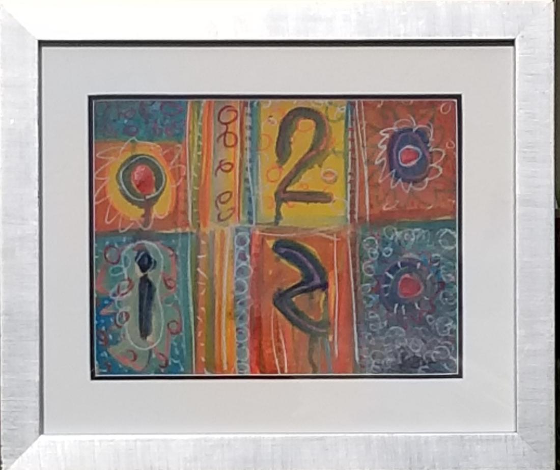 Jasper John (Attrib - coa) water color on paper (1 of 1)