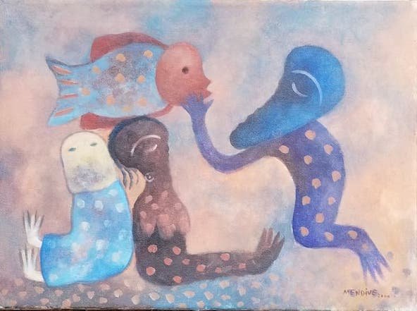 Manuel Mendive-Contemporary Cuban Artist- Oil on (1 of 2)