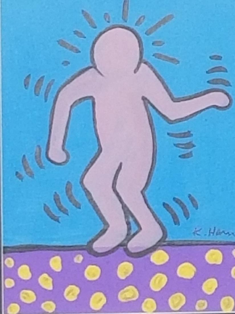 Keith Haring (1958-1990) Was the American artist whose: Keith Haring (1958-1990) Was the American artist whose pop art and graffiti-like work grew out of the New York City street culture of the 1980s.(Attrib - Coa)- water color on paper-Size: 16"h x 12"w -