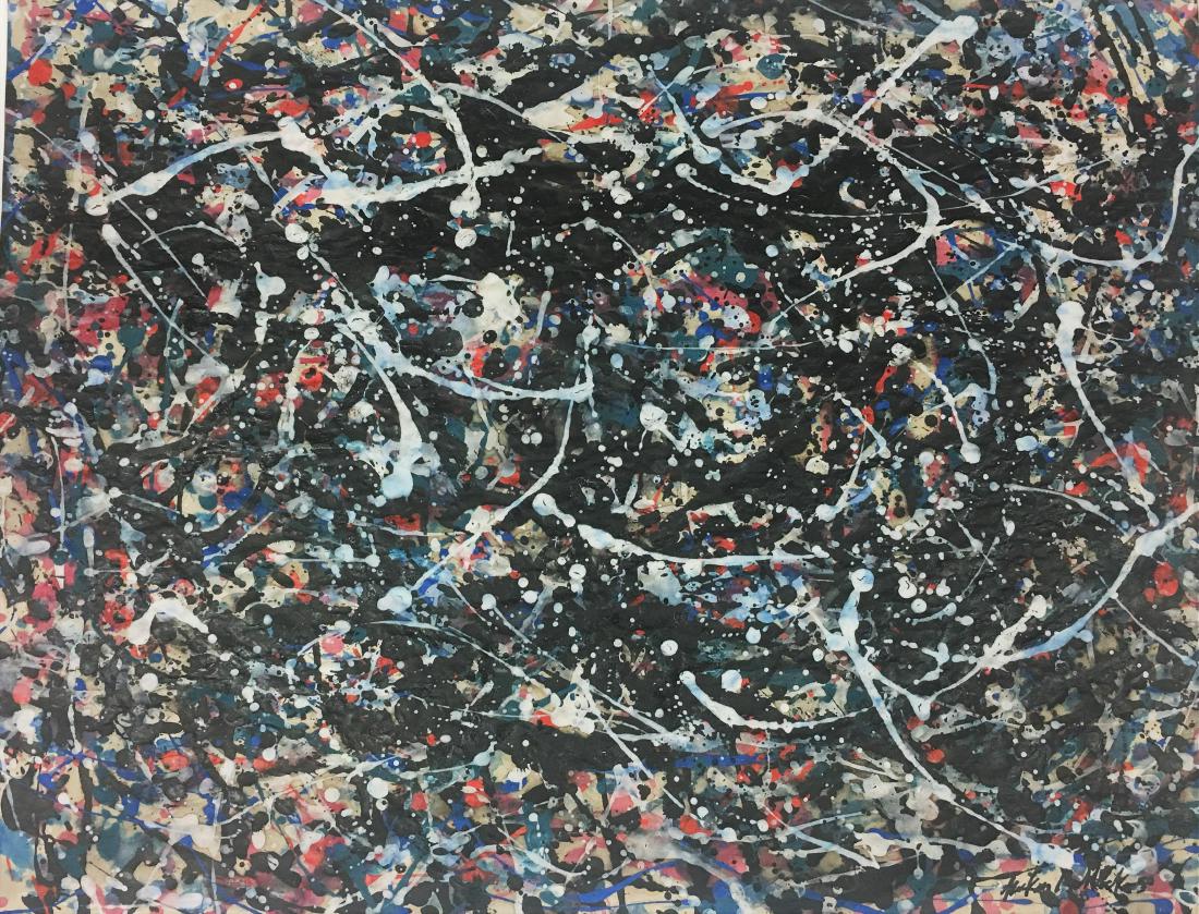 Jackson Pollock (1912-1956) Mixed media/ paper, measure: Jackson Pollock (1912-1956 Mixed media/ paper, measures 18 x 24"w- Shipping within U.S.: $199