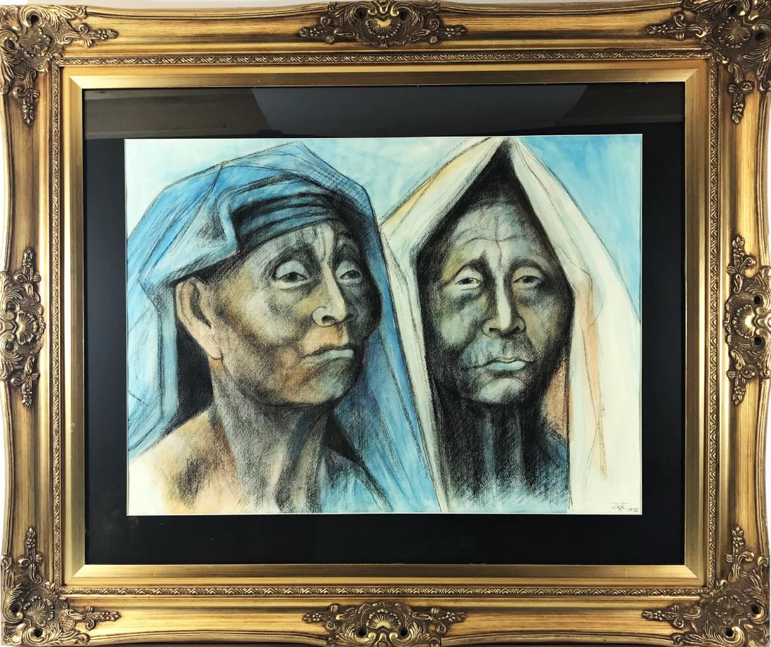 Francisco Zuñiga . Pastel/paper, measures 18 x 27"w- (1 of 2)