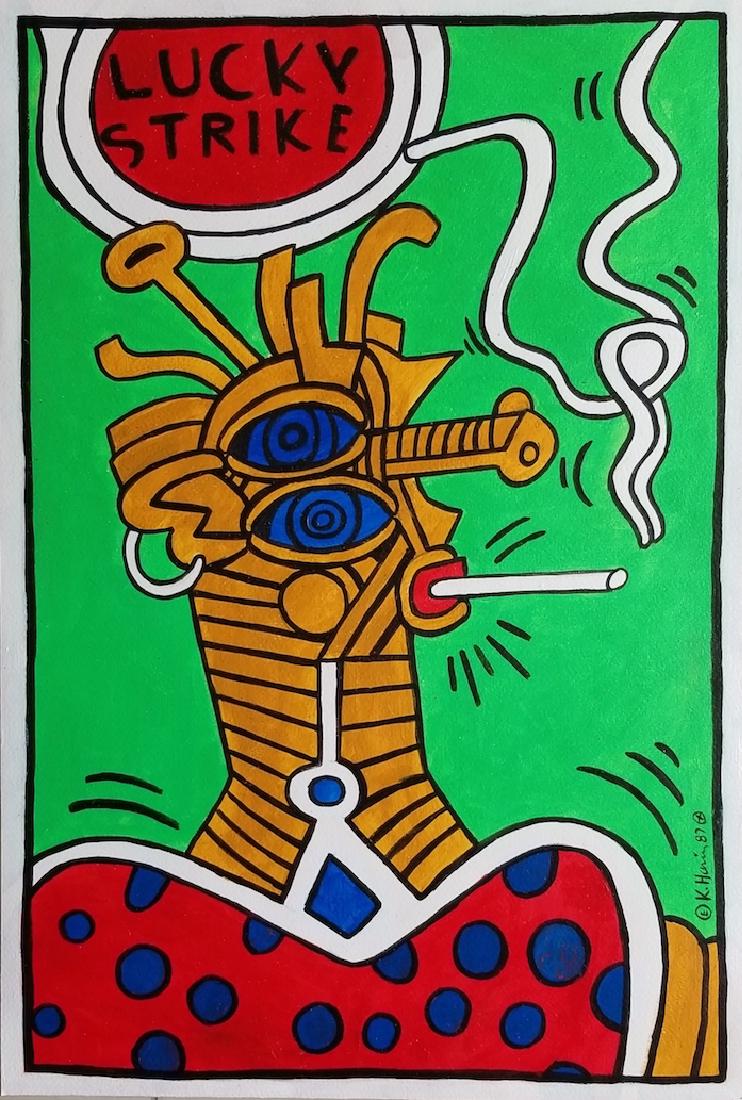 Keith Haring (1958-1990) Was the American artist whose: Keith Haring (1958-1990) Was the American artist whose pop art and graffiti-like work grew out of the New York City street culture of the 1980s.(Attrib - Coa)- water color on paper-Size: 22"h x 15"w -