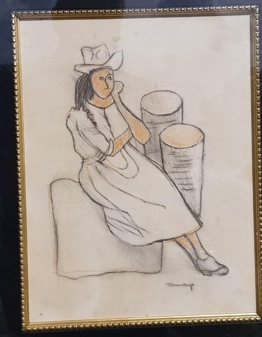 Rufino Tamayo(1899-1991) Was a Mexican painter of: Rufino Tamayo(1899-1991) Was a Mexican painter of Zapotec heritage born in Oxaca de Juarez Mexico, Mixmedia on paper, Attrib-coa) ,size :13.25"h x 10.25"w w/ frame shipping in US $99