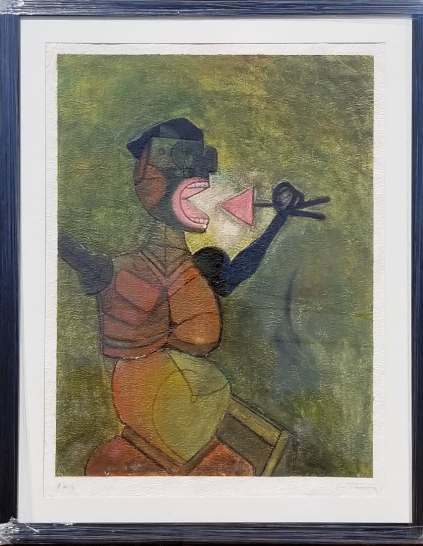 Rufino Tamayo(1899-1991) Was a Mexican painter of: Rufino Tamayo(1899-1991) Was a Mexican painter of Zapotec heritage born in Oxaca de Juarez Mexico, Mixograph ,) size :34"h x 25"w w/ frame shipping in US $249