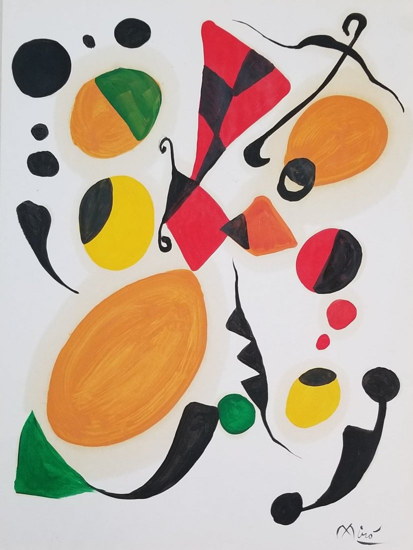 Joan Miro (1893-1983)- Spanish Painter, sculptor ad: Joan Miro (1893-1983)- Spanish Painter, sculptor ad ceramicist born in Barcelona.- Watercolor on Paper- ATTRIB. COA- Size: 24"h X 18"w - w/frameShipping within the U.S. $149