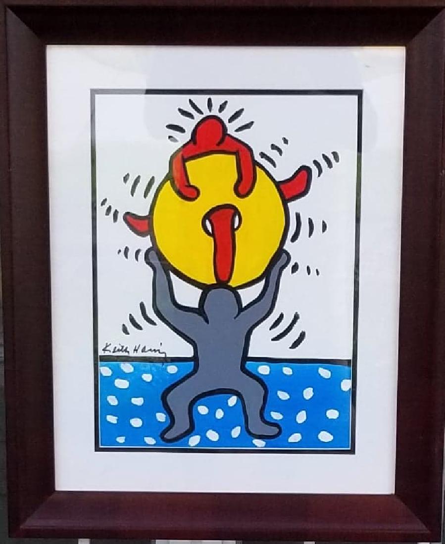 Keith Haring (1958-1990) Was the American artist whose: Keith Haring (1958-1990) Was the American artist whose pop art and graffiti-like work grew out of the New York City street culture of the 1980s.(Attrib - Coa)- water color on paper-Size: 16"h x 12"w -