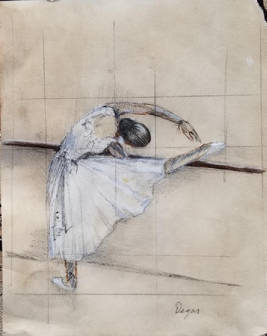 Edgar Degas-Girl dancer-Colored pastel: Edgar Degas-Girl dancer-Colored pastel on paper( )-Size: 11"h X 8.5,"w-With Frame.In The Style Of ...shipping in US $149