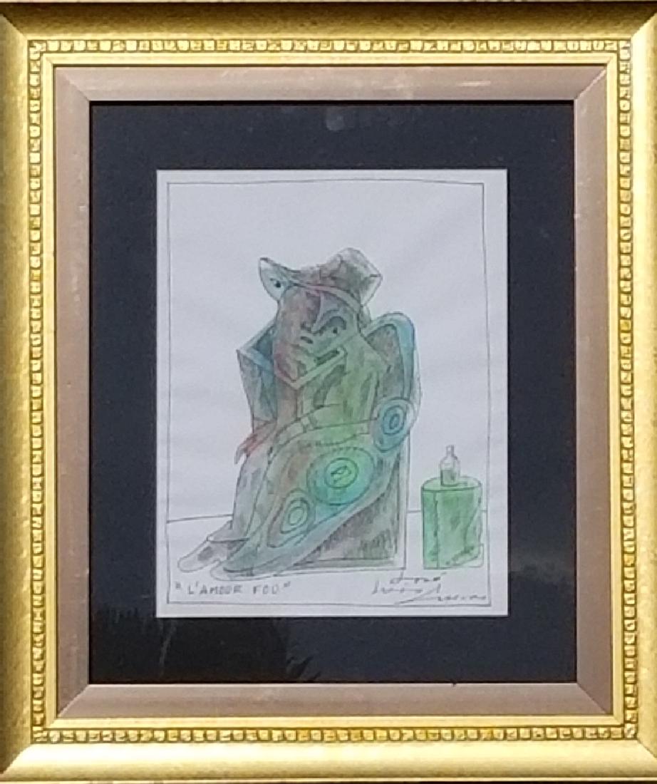 Jose Luis Cuevas Water color ink on: Jose Luis Cuevas Water color ink on paper size:11.5"h x 9"w w/frame In The Style Of . shipping in US $99