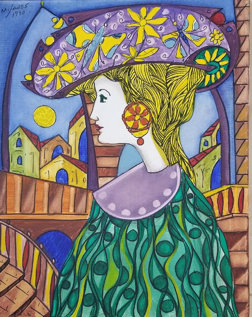 Jose Maria Mijares (1921-2004)-oil on canvas . COA: Jose Maria Mijares (1921-2004)-oil on canvas . COA singned by the artist-"HABANERA- Size: 20"h X 16w w/ frame shipping in US $ 129. Condition Report: - By registering to bid for this auction either in
