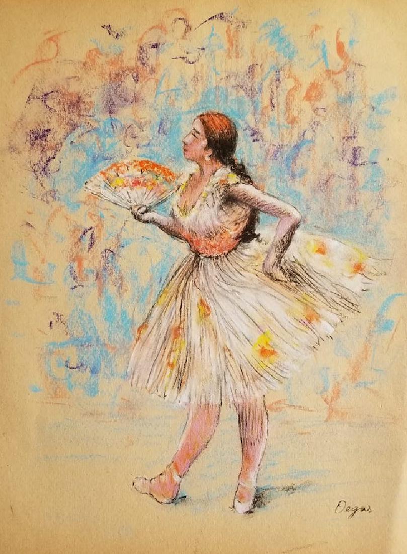 Edgar Degas-Girl dancer-in the style of ,Colored pastel: Edgar Degas-Girl dancer-in the style of ,Colored pastel on paper((attrib-Certificated of authenticity-Size: 14.25"h X 11,"w-With Frame. shipping in US $99