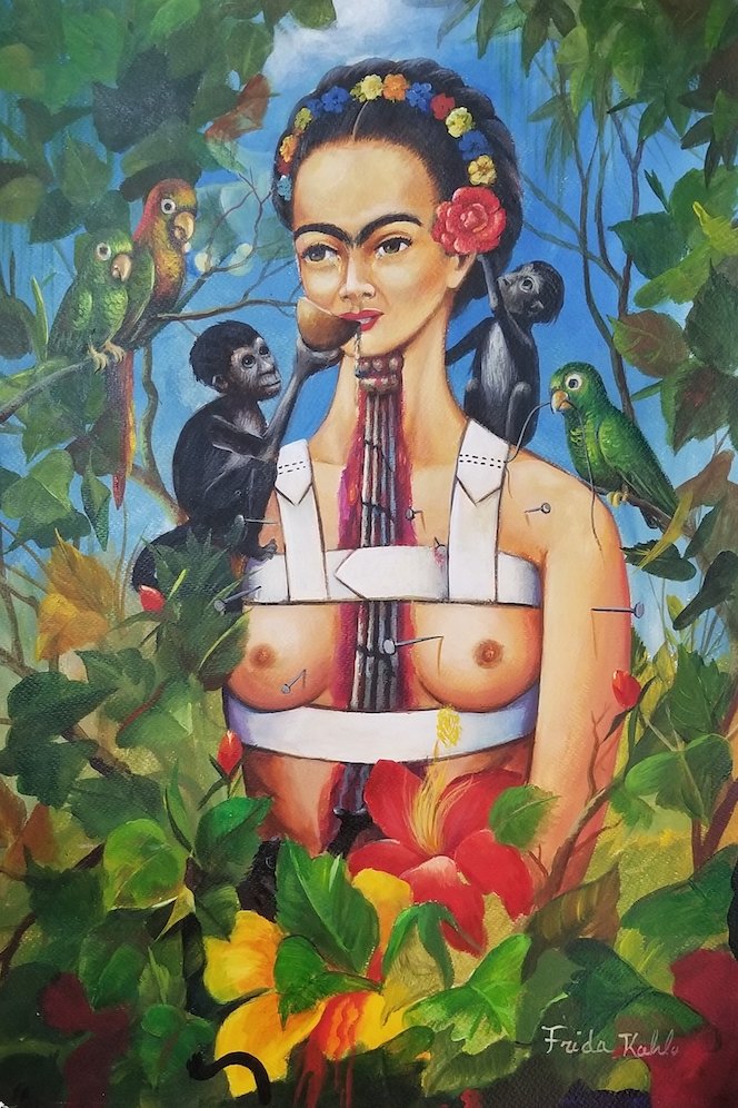 Frida Kahlo (1907-1954), was a Mexican painter who pai: Frida Kahlo (1907-1954), was a Mexican painter who painted many self - portraits. Inspired by Mexican popular culture she employed a native folk art style to explore questions of identity, post-coloni