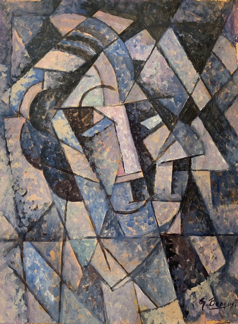 Georges Braque. (attrib): Georges Braque . Watercolor on paper. attrib-Certificated of authenticity. Size: 14"h x 11"w. fcome with frame shipping in US $129.00