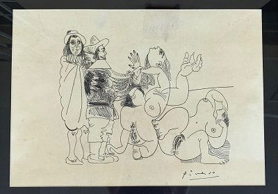 Pablo Picasso.  Dibujo. Ink on paper. Dedicated (1 of 2)