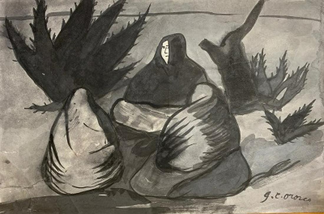 Jose Clemente Orozco. Ink on paper. attrib-Certificated (1 of 1)