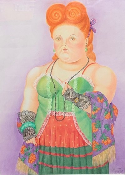 Fernando Botero . Pastel on paper. (attrib): Fernando Botero . Pastel on paper. attrib-Certificated of authenticity. Size: 28.5" h x 20"w. come with frame shipping in US $149.00 . Condition Report: - By registering to bid for this auction either