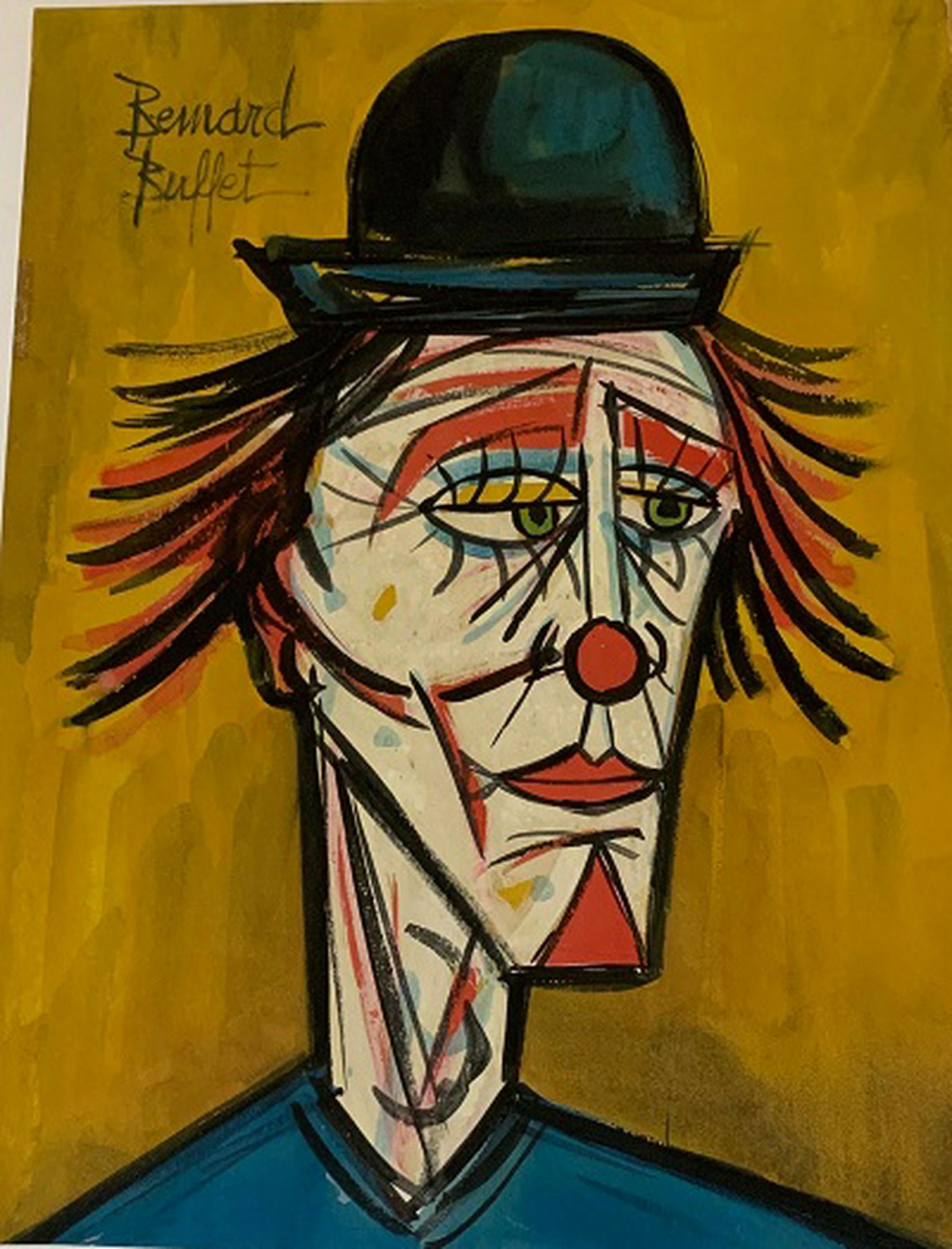 Bernanrd Buffett. Clown. Watercolor on paper. (attrib): Bernanrd Buffett. Clown. Watercolor on paper.attrib-Certificated of authenticity. Size: 13.5"h x 10.5"w. come with frame shipping in US $129.00 .