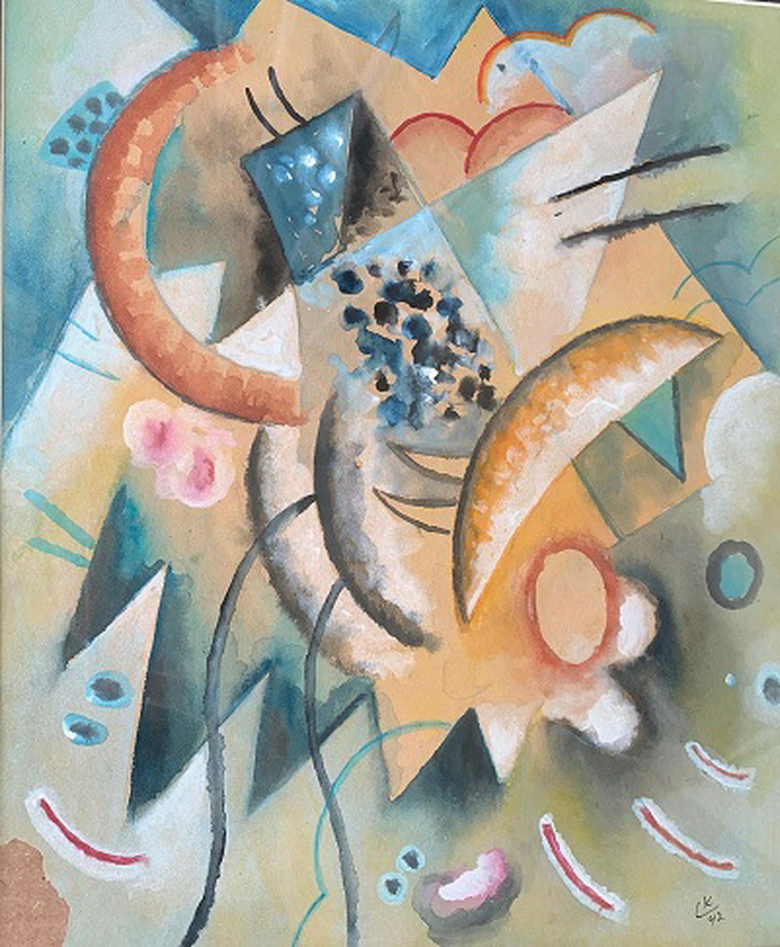 Wasily Kandiski . Watercolor on paper. (attrib): Wasily Kandiski . Watercolor on paper. attrib-Certificated of authenticity. Size:13.5"h x10"w. come with frame shipping in US $149.00 .