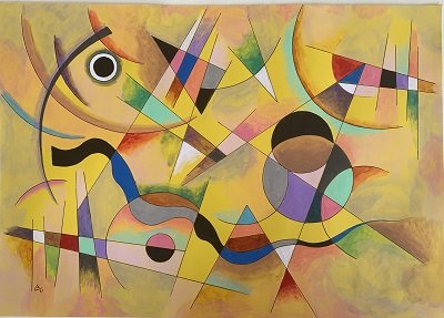 Wasily Kandiski . Watercolor on paper. (attrib): Wasily Kandiski . Watercolor on paper. attrib-Certificated of authenticity. Size: 11.75"h x 16.75"w. come with frame shipping in US $149.00 .