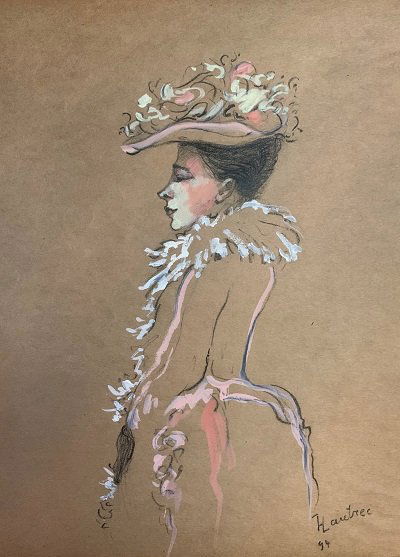 Henri Tdouse Lautrel (attrib) Watercolor on: Henri Tdouse Lautrel Watercolor on paper attrib-Certificated of authenticity , size 11"h x 8"w , come with frame , shipping in US $149