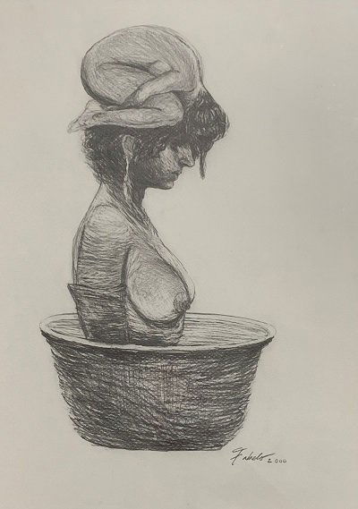 Roberto Fabelo .  Dated 2000.  attrib. Graphite and cha (1 of 2)