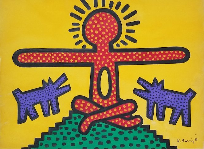 Keith Haring (1958-1990) Was the American artist whose: Keith Haring (1958-1990) Was the American artist whose pop art and graffiti-like work grew out of the New York City street culture of the 1980s.come with the private collector ,ANNAS GALLERY.(attrib-C