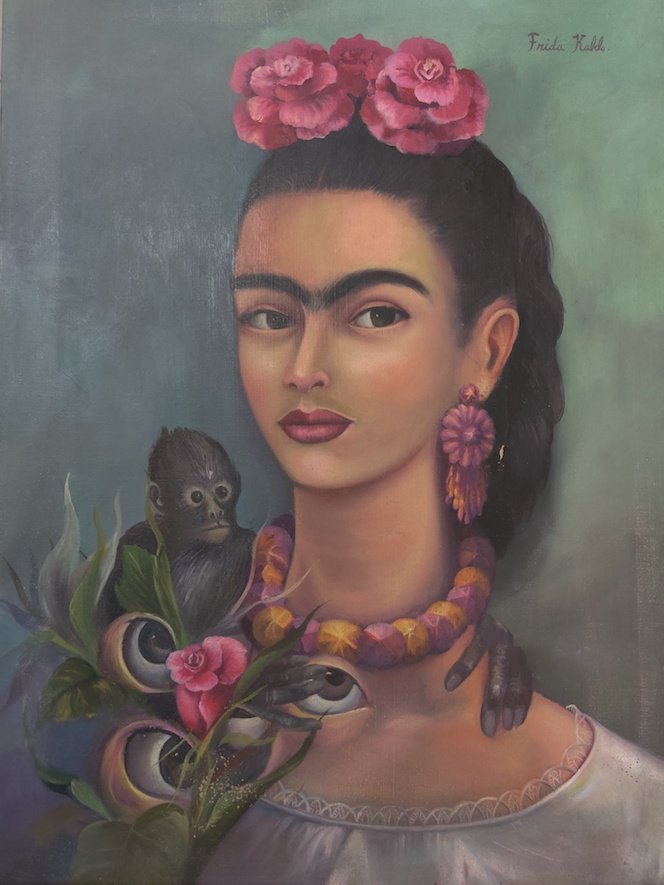 Consignment .Frida Kahlo was a Mexican painter known fo: Consignment .Frida Kahlo was a Mexican painter known for her many portraits, self-portraits, and works inspired by the nature and artifacts of Mexico. Inspired by the country's popular culture, she em