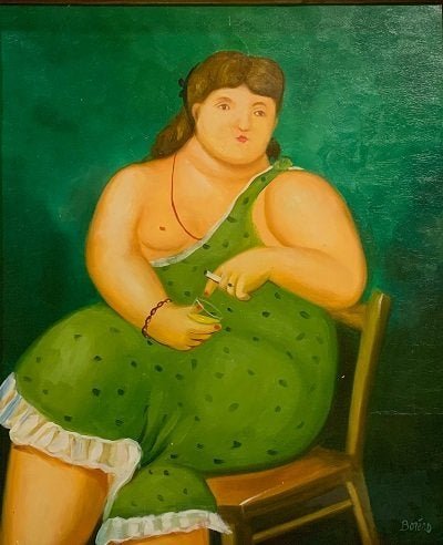 Fernando Botero ,attrib. Oil on canvas. Certificated of (1 of 2)