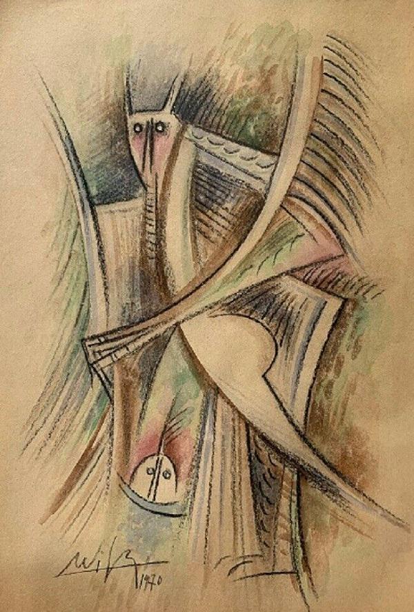 WILFREDO LAM. MIXEDMEDIA ON PAPER , DATED 1970: WILFREDO LAM. MIXEDMEDIA ON PAPER , DATED 1970 Attrib-Certificated of authenticity. Size: 15"H X 10"w come with frame shipping in US $149.00 .