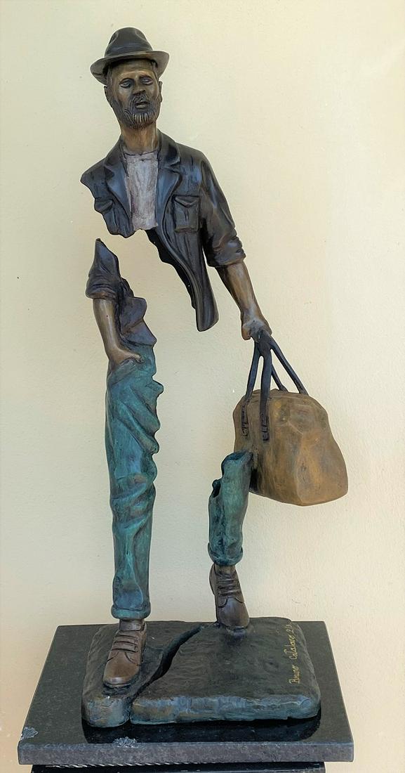 BRUNO CATALANO.  BRONZE SCULPTURE.   THE TRAVELERS. (1 of 3)