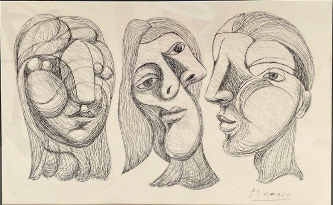 Pablo Picasso. .  MIXED MEDIA on cardboard.  .Attrib- (1 of 2)