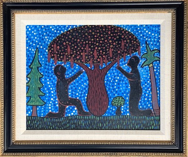 Manuel Mendive. Oil on paperboard. is one of the: Manuel Mendive. Oil on paperboard. is one of the leading Afro-Cuban artists to emerge from the revolutionary period, and is considered by many to be the most important Cuban artist living today attrib