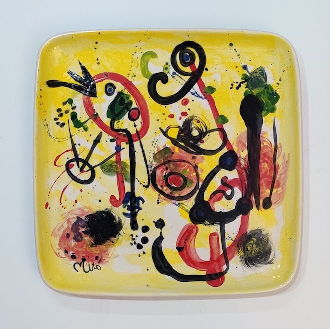 Joan Miro .was a Spanish painter, sculptor, and: Joan Miro .was a Spanish painter, sculptor, and ceramicist born in Barcelona. A museum dedicated to his work, plate baked and painted by the artist, limited edition,come with frame, shipping in US $ 1