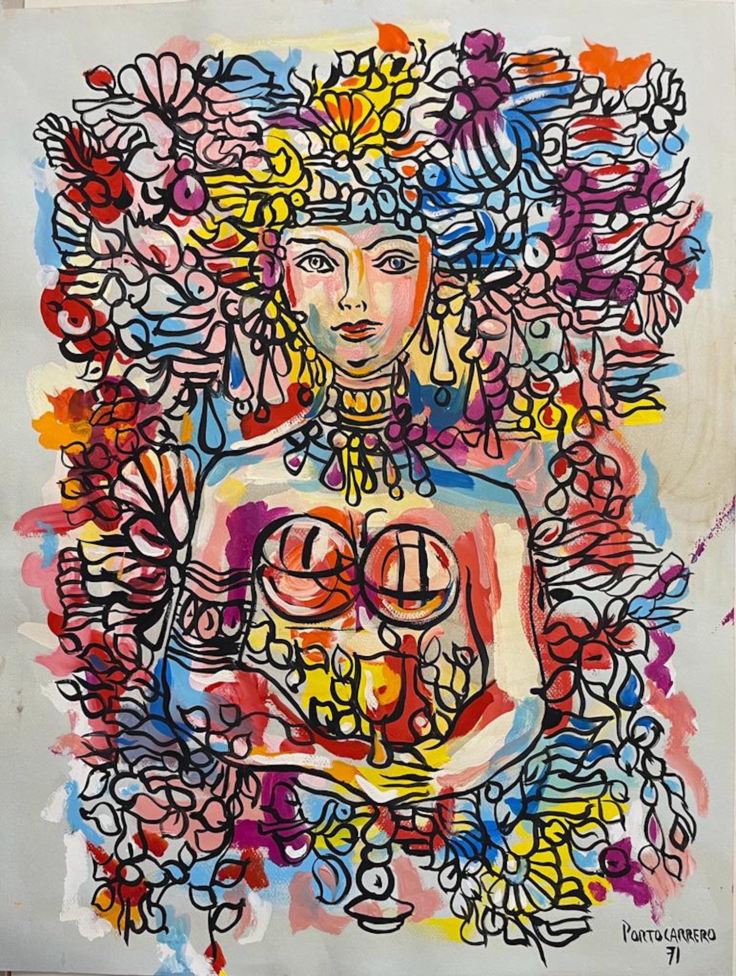 Rene Portocarrero,water color on Hard cardboard, (1 of 2)