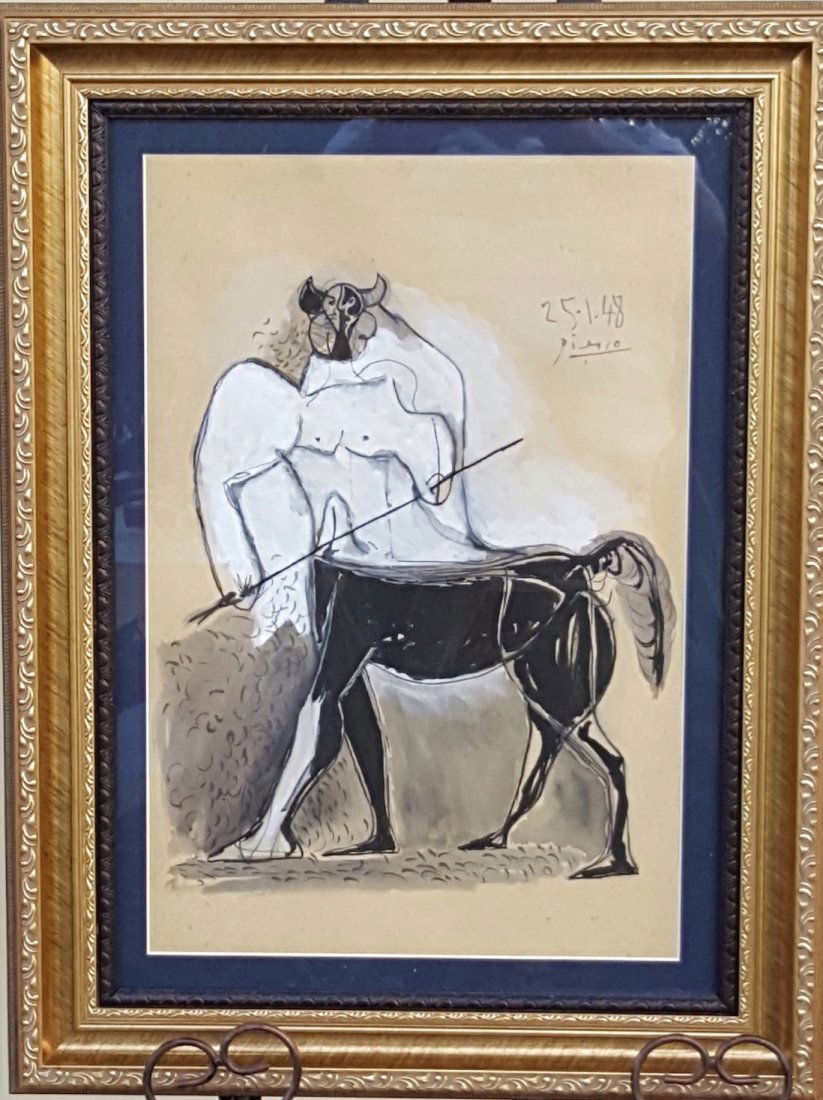 Pablo Picasso-Minotauro-Mixed Technique (Attrib.) COA (1 of 4)