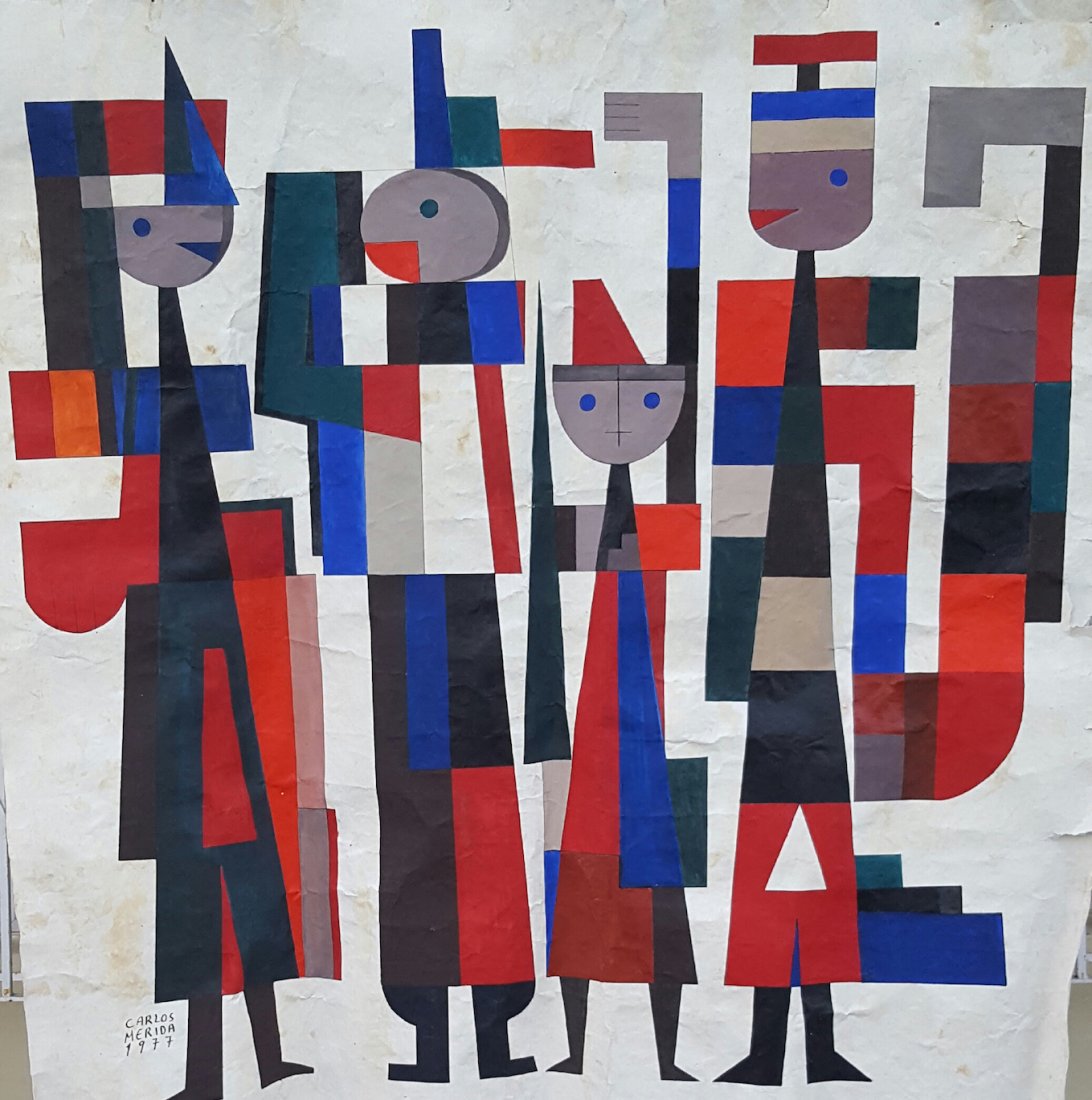 Carlos Merida (coa)oil on paper amate, size 46"h x 46"w: Carlos Merida (coa) oil on paper amate, size 46"h x 46"w