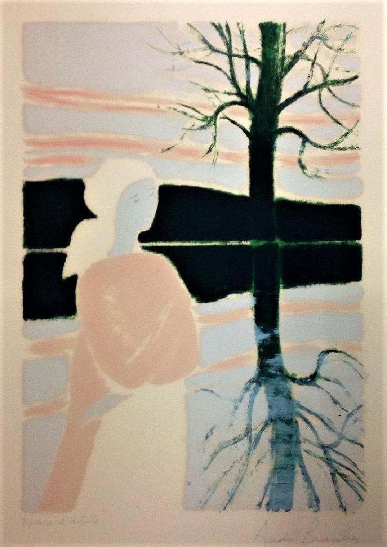 ANDRE BRASILIER (French, born 1929): Title: Impression du soir, Medium: Lithograph Limited Ed. ( EPREUVE D ARTISTE ), Date: 1958, Size: 25 x 19 in.