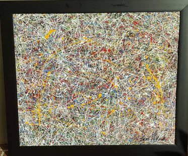 Jackson Pollock-Oil on canvas-Attrib. COA-Size: 31"h X: Jackson Pollock-Oil on canvas-Attrib. COA-Size: 31"h X 37.5"w frame 37"h x 43"w