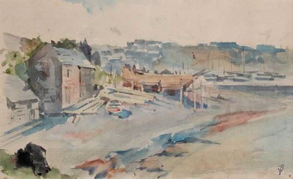 Jack Butler Yeats RHA (1871-1957): BRIXHAM, AUGUST 1894, watercolour over pencil, studio stamp lower right; inscribed with title and dated upper left (beneath mount), 15 by 25cm., 6 by 10in. Provenance: Victor Waddington Galleries, Lon