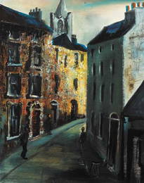 46: IN THE LIBERTIES, oil on board,  signed lower right