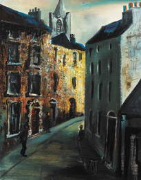 46: IN THE LIBERTIES, oil on board,  signed lower right