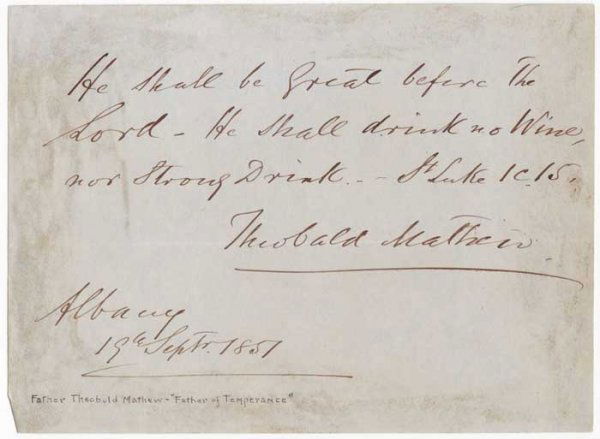 Cardinal John Henry Newman (1801-90), Fr Mathew & o: Cardinal John Henry Newman (1801-90), Fr Mathew & others RELIGIOUS AND TEMPERANCE INTEREST, COLLECTION OF AUTOGRAPH LETTERS AND EPHEMERA, 1800-1880s, four autograph ms letters and five pieces of ephem