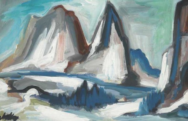 Markey Robinson (1918-1999): LOWER GLACIER, OBERLAND, SWITZERLAND oil on board signed lower right; inscribed with title on reverse 31 by 49cm., 12.2 5 by 19.2 5in. Provenance: Family of the artist