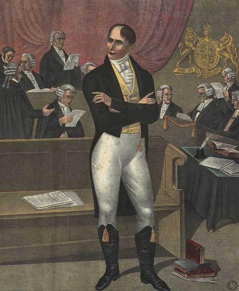 The Trial of Robert Emmet - A 19th Century Print: The Trial of Robert Emmet - A 19th Century Coloured Print. lithograph, framed 69 by 51cm., 27 by 20in. Probably produced in USA.