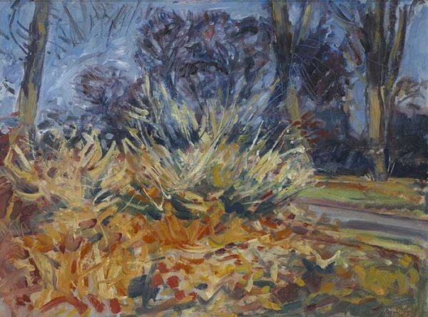 Robert Bottom RUA (b.1944): IN AN AUTUMN WOOD, 1995 oil on board signed and dated lower right; with inscribed label on reverse 46 by 61cm., 18 by 24in.