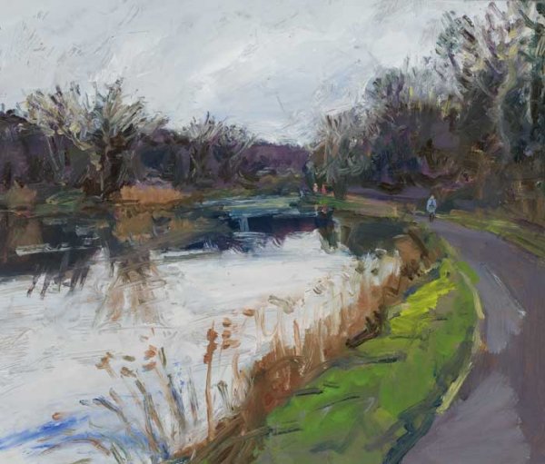 Robert Bottom RUA (b.1944): BY THE RIVER LAGAN, 2001 oil on board signed and dated lower right; with gallery label on reverse 29 by 34cm., 11.5 by 13.5in. Provenance: Nicholas Gallery, Belfast; Private collection